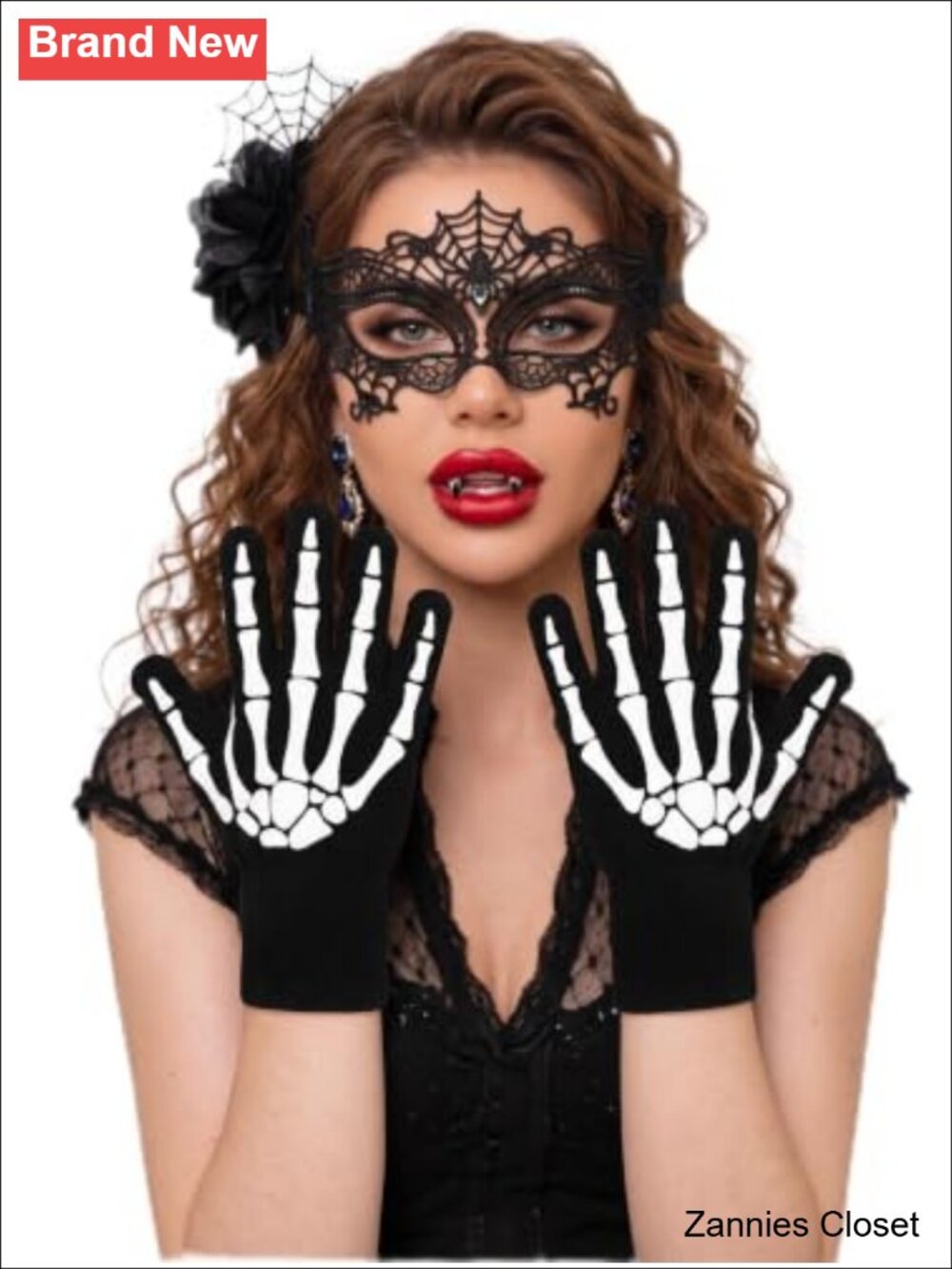 👻 Avidlove Skeleton Fingerless Gloves Goth Halloween Costume Light-Up